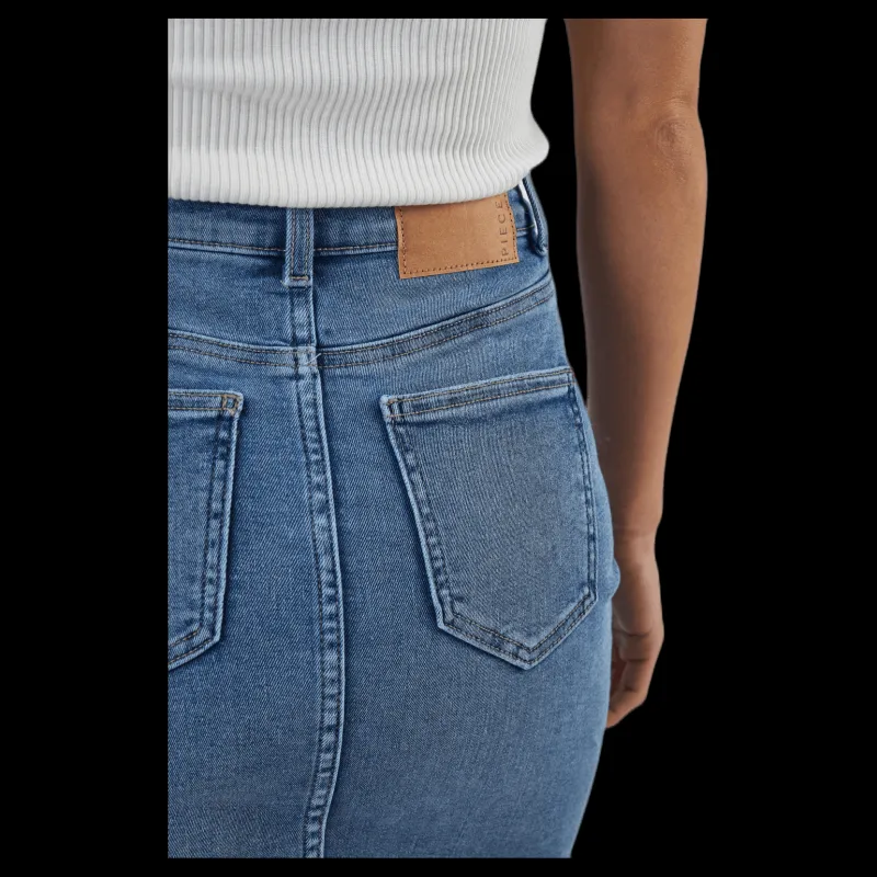 Pieces Lili Mw Denim Skirt Blue Blå Online