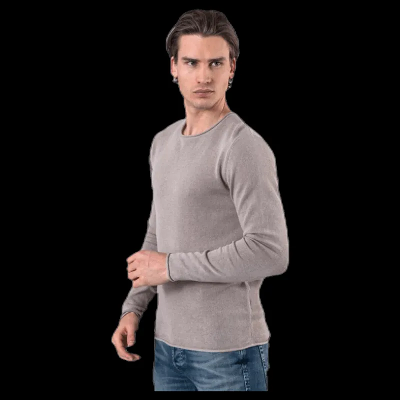 Jack & Jones Linen Knit Crew Neck Grey Grå Discount