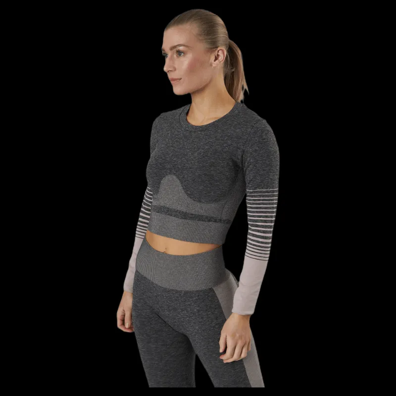 Pieces Lixy Ls Seamless Top Lounge Grey Grå
