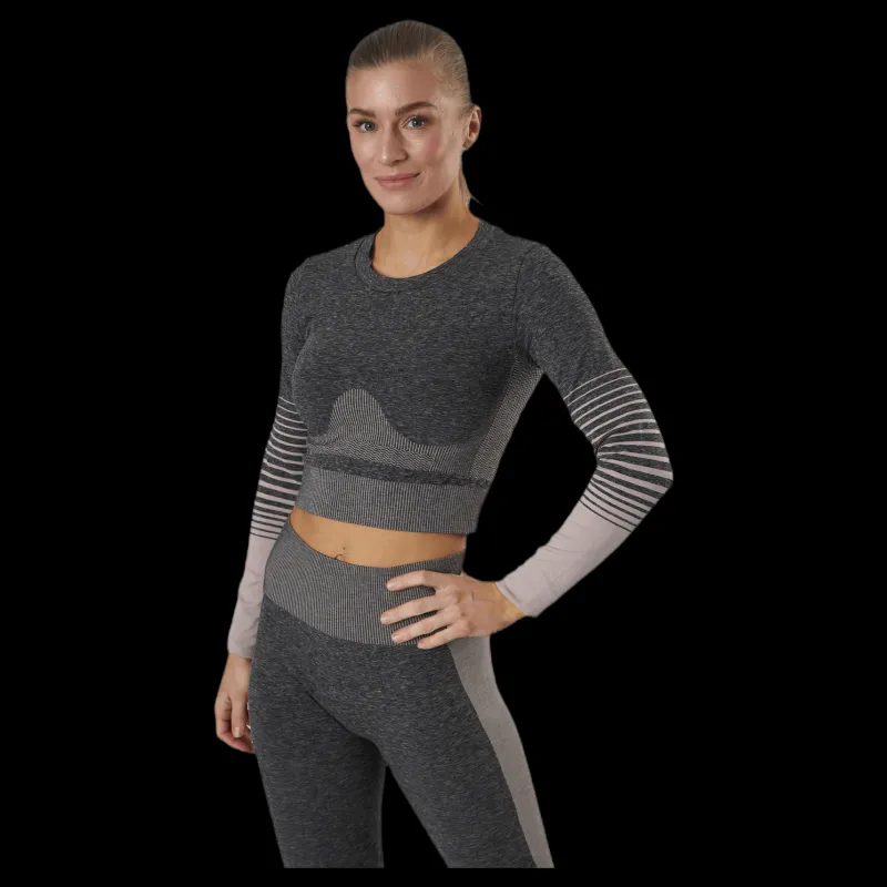 Pieces Lixy Ls Seamless Top Lounge Grey Grå
