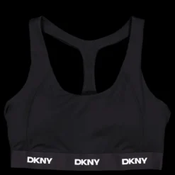 DKNY Sport Logo Elastic Scoop Neck Racerb Black Svart New