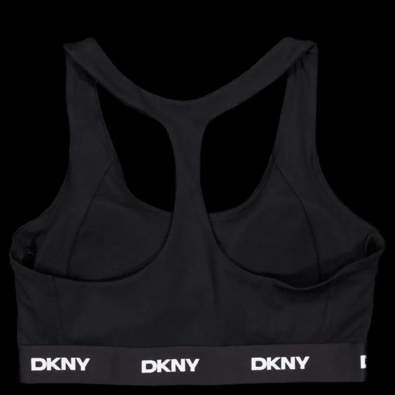 DKNY Sport Logo Elastic Scoop Neck Racerb Black Svart New