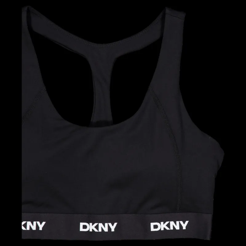 DKNY Sport Logo Elastic Scoop Neck Racerb Black Svart New