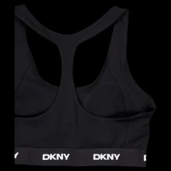 DKNY Sport Logo Elastic Scoop Neck Racerb Black Svart New