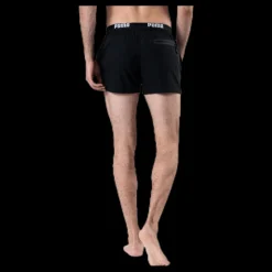 Puma Logo Short Length Swim Shorts Black Svart Best
