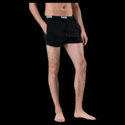 Puma Logo Short Length Swim Shorts Black Svart Best