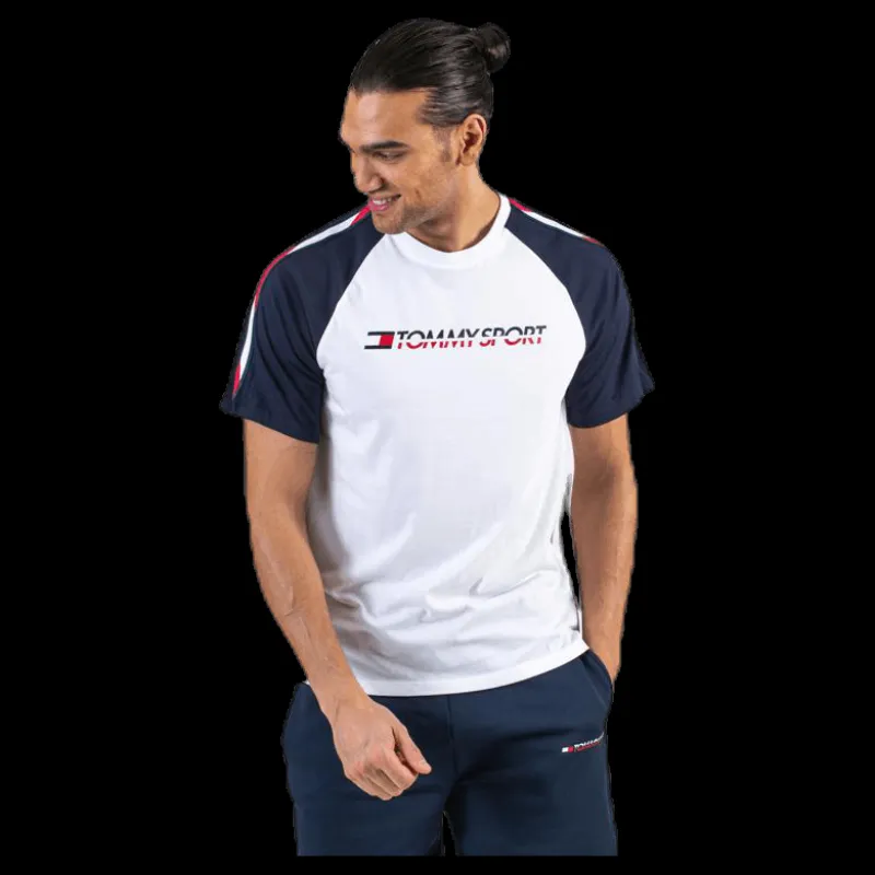 Tommy Hilfiger Sport Logo Tee With Tape White Vit Outlet