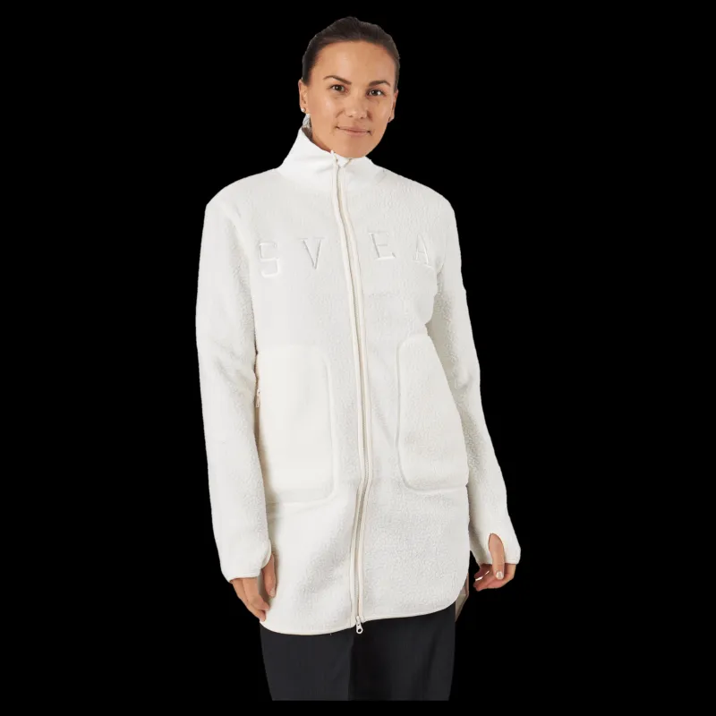 Svea Long Pile Zip Sweat Off White Vit