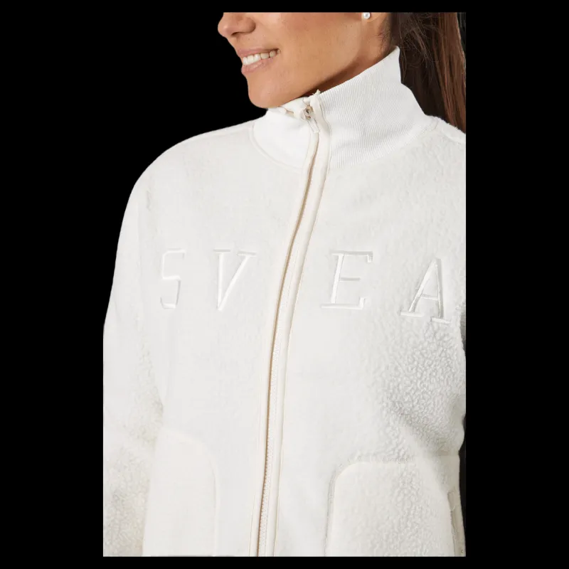 Svea Long Pile Zip Sweat Off White Vit