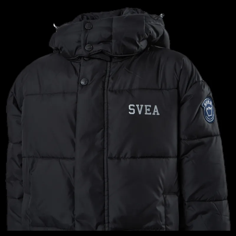 Svea Long Puffer Coat Junior Black Svart Best