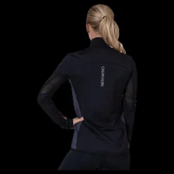 Clearance Calvin Klein Long Sleeve 1/2 Zip Top Black Svart