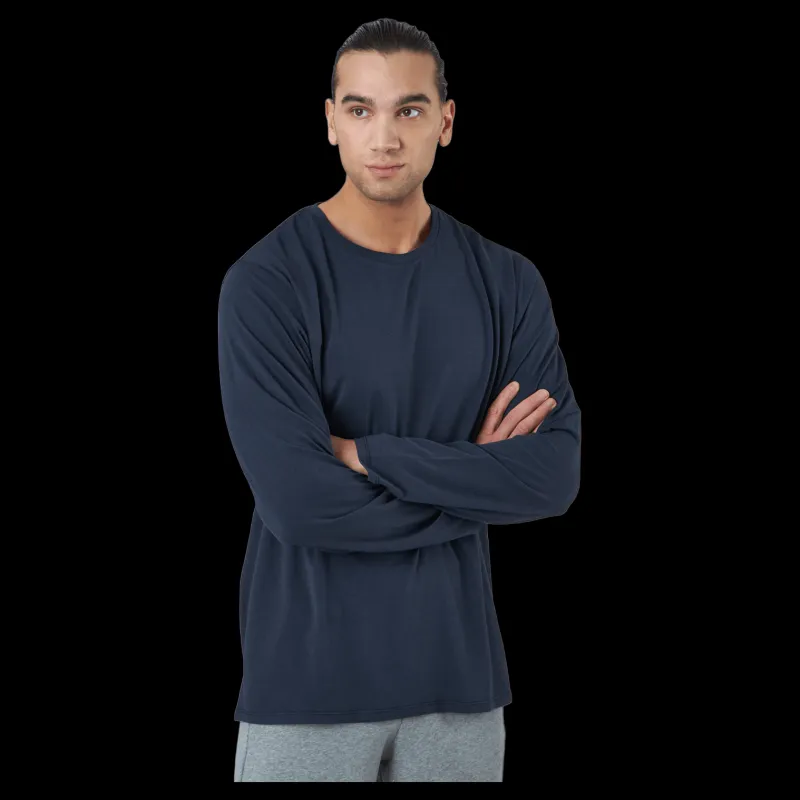 New Resteröds Long Sleeve Tee Bamboo Navy Blå