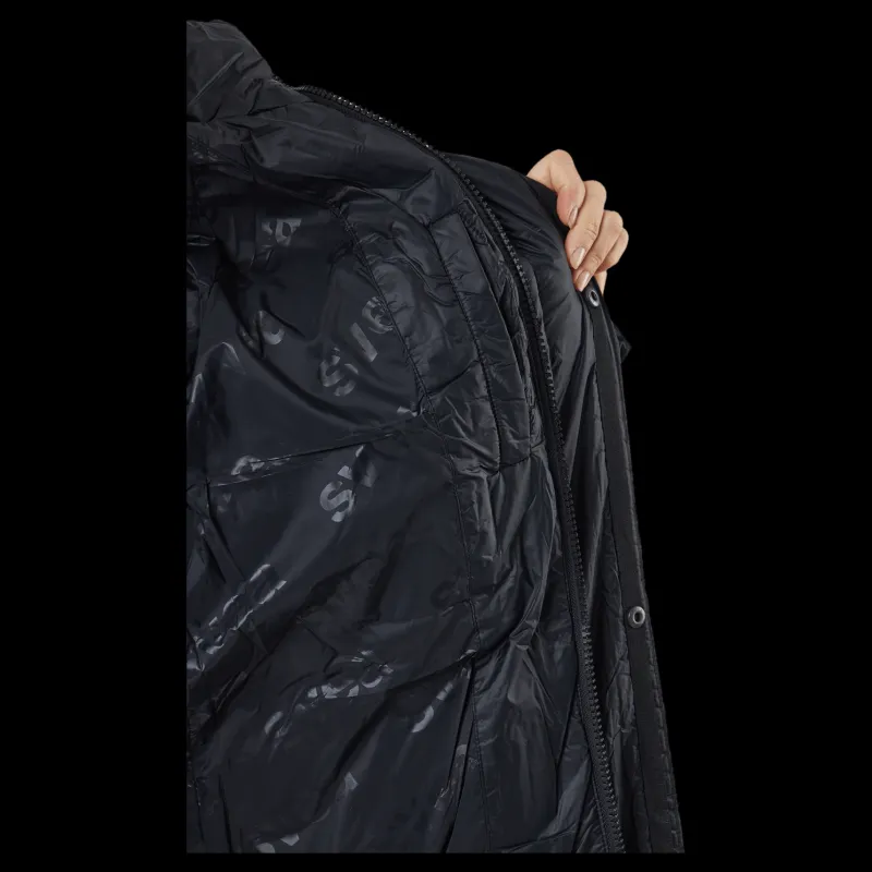 Svea Loose Hood Coat Black New