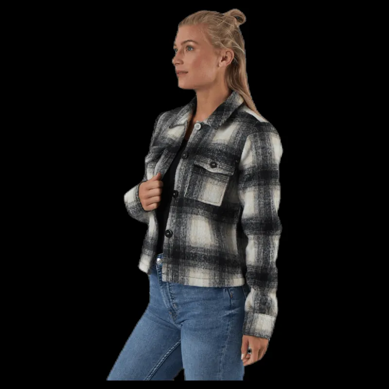 Only Lou Short Check Jacket Cc Otw Grey Outlet
