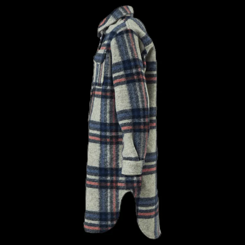 Kids Only Lou-Lou L/S Check Long Shacket Grey Grå Best