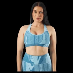 New Reebok Lux Perform Allover Print Racer Bra Steblu Blå