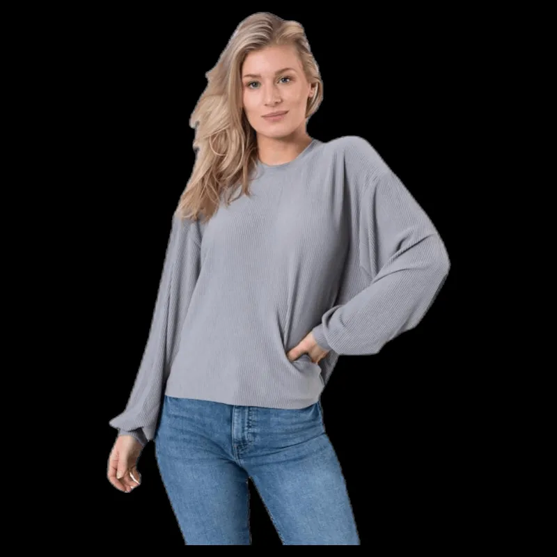 Pieces Mai Ls Top Grey Grå Sale