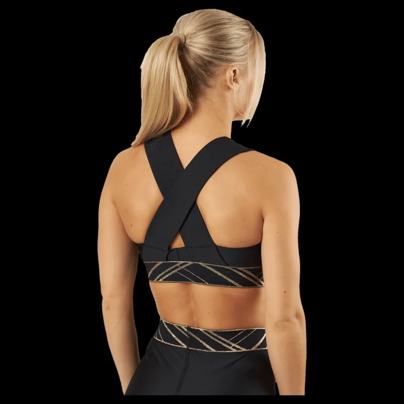 Puma Mid Impact Deco Glam Bra Black-deco Glam Svart Outlet