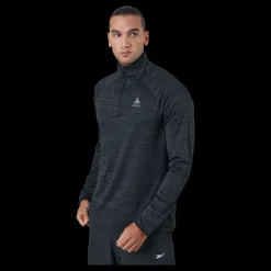 Odlo Mid Layer 1/2 Zip Run Easy War Black Melange Blå Online