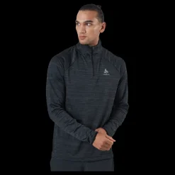 Odlo Mid Layer 1/2 Zip Run Easy War Black Melange Blå Online
