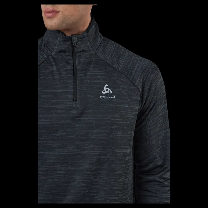 Odlo Mid Layer 1/2 Zip Run Easy War Black Melange Blå Online