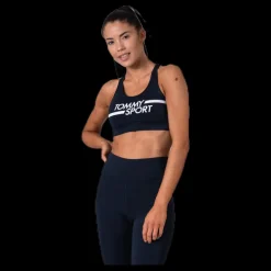 Tommy Hilfiger Sport Mid Support Bra Logo Blue Blå Sale