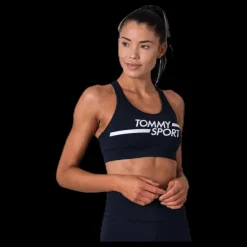 Tommy Hilfiger Sport Mid Support Bra Logo Blue Blå Sale