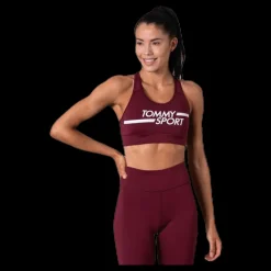 Tommy Hilfiger Sport Mid Support Bra Logo Red Röd Sale