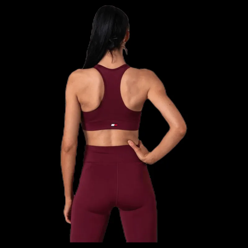 Tommy Hilfiger Sport Mid Support Bra Logo Red Röd Sale