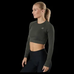 Discount Norfolk Molly Seamless Ls Crop Top Green Svart