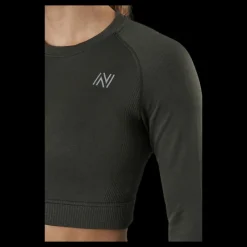 Discount Norfolk Molly Seamless Ls Crop Top Green Svart