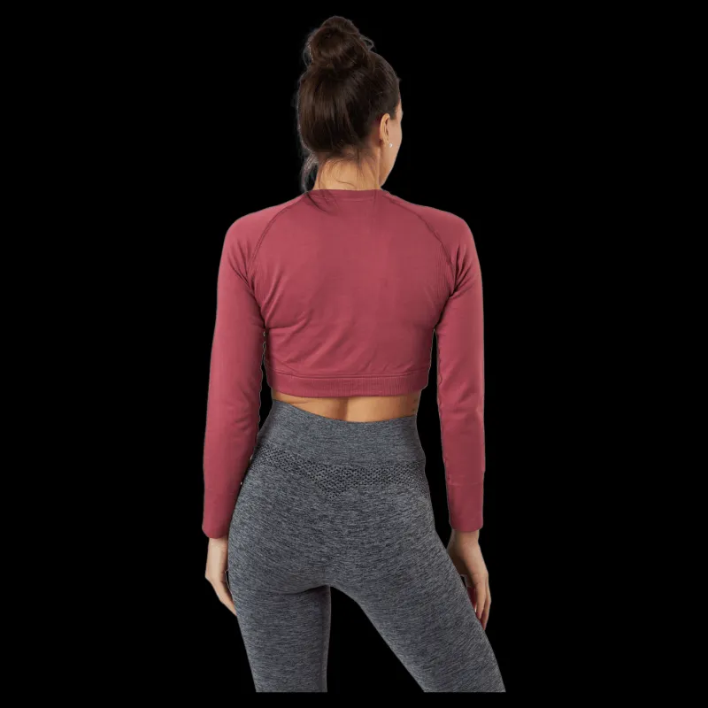 Hot Norfolk Molly Seamless LS Crop Top Pink Rosa