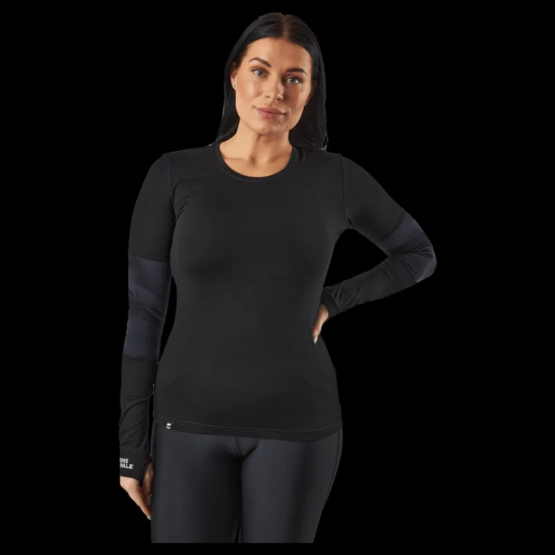 Mons Royale Cornice Long Sleev Black Svart New