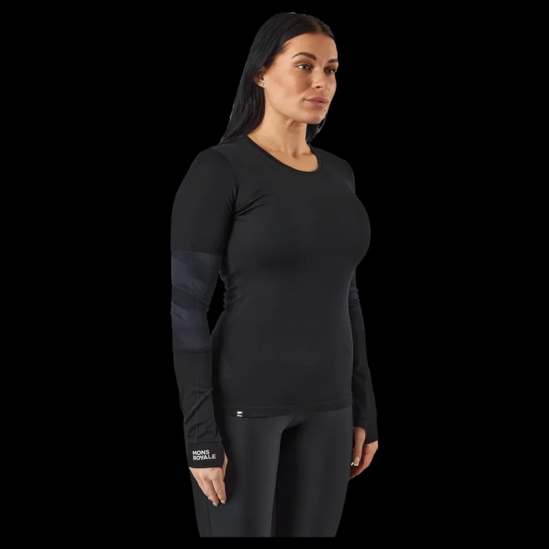 Mons Royale Cornice Long Sleev Black Svart New