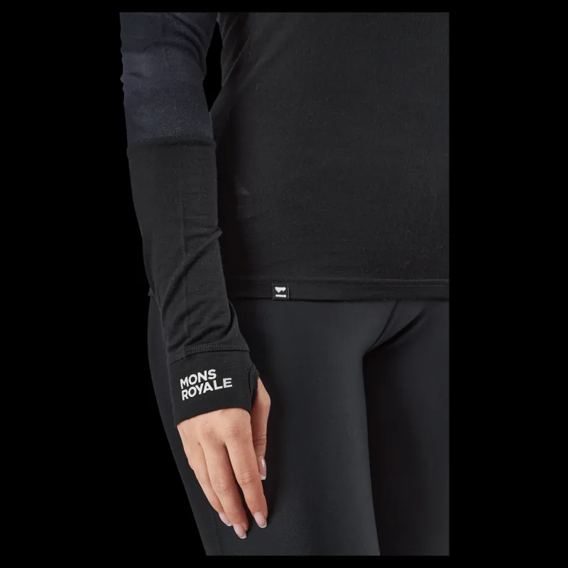 Mons Royale Cornice Long Sleev Black Svart New