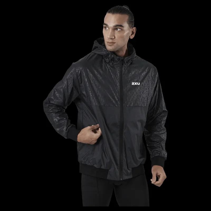 New 2XU Motion Windbreaker Embossed Monogram/slvr Reflect Svart