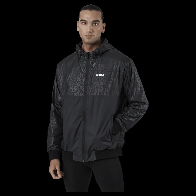 New 2XU Motion Windbreaker Embossed Monogram/slvr Reflect Svart