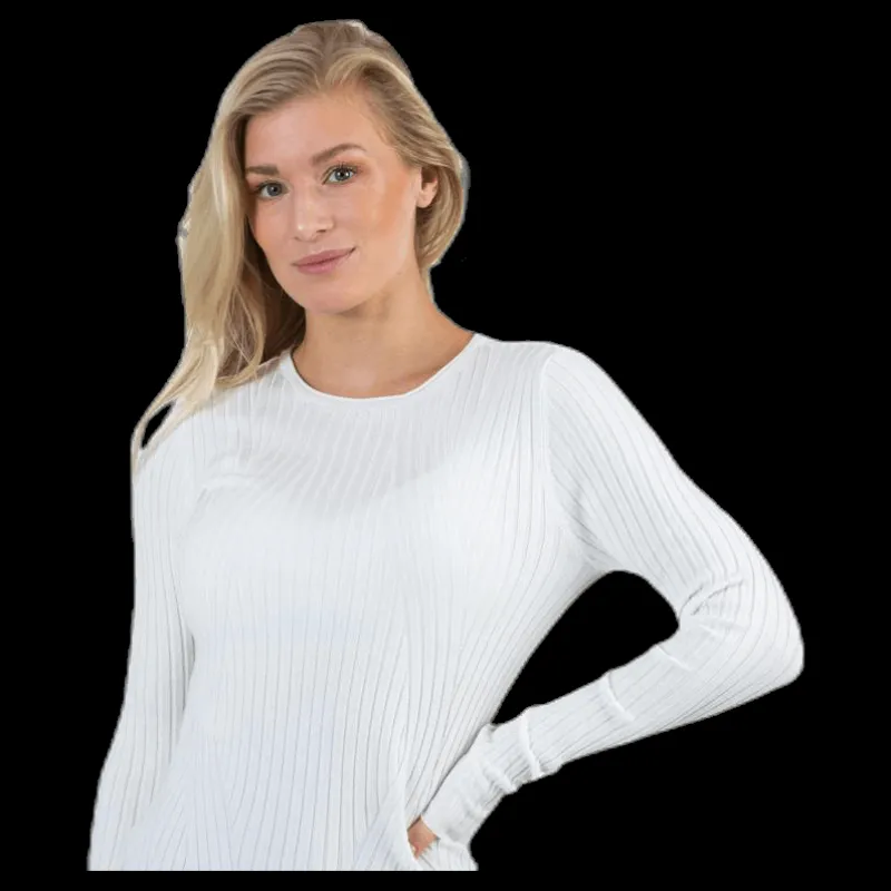 Discount Only Natalia L/S Rib Pullover Knt White Vit