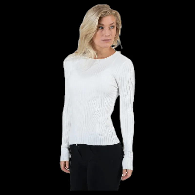 Discount Only Natalia L/S Rib Pullover Knt White Vit