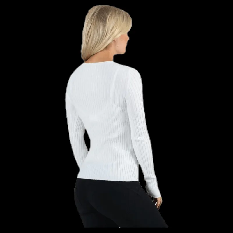 Discount Only Natalia L/S Rib Pullover Knt White Vit