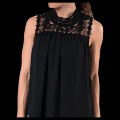 Only New Cat S/L Top Wvn Black Svart Outlet