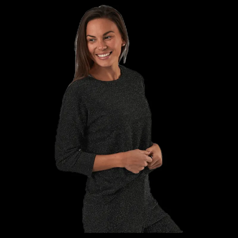 New Only New Queen 3/4 Glitter Top Jrs Black Svart