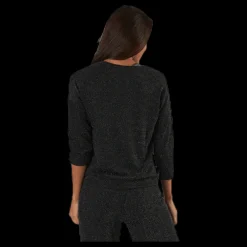 New Only New Queen 3/4 Glitter Top Jrs Black Svart