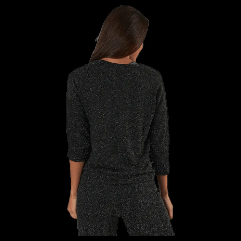 New Only New Queen 3/4 Glitter Top Jrs Black Svart