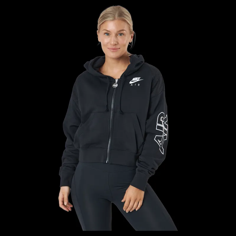Nike Air Women's Full-zip Flee Black/black/white Svart
