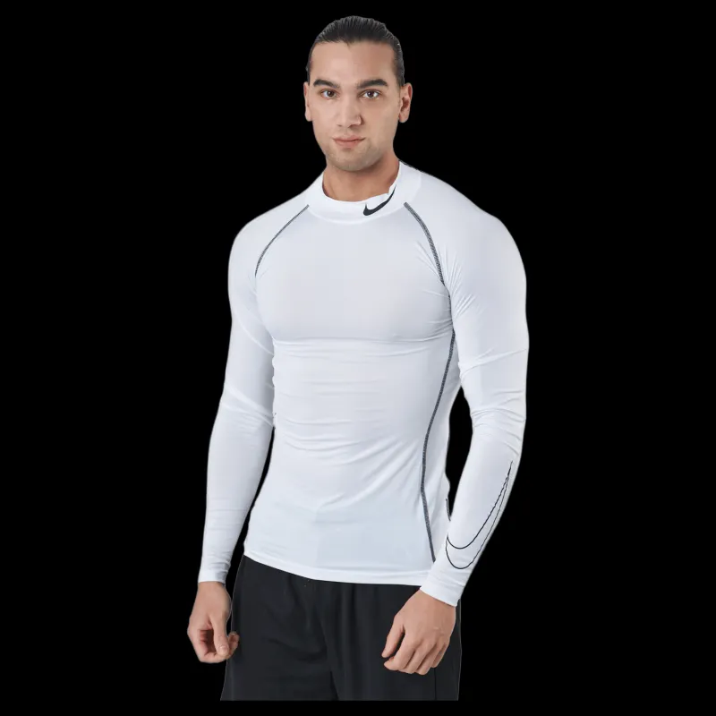 Nike Pro Dri-FIT Men's Tight Fit Long-Sleeve Top WHITE/BLACK/BLACK Vit Clearance