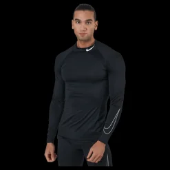 Outlet Nike Pro Dri-FIT Men's Tight Fit Long-Sleeve Top BLACK/WHITE Svart