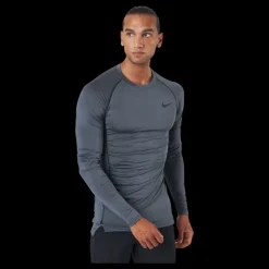 Hot Nike Pro Dri-FIT Men's Tight Fit Long-Sleeve Top IRON GREY/BLACK/BLACK Svart och Grå