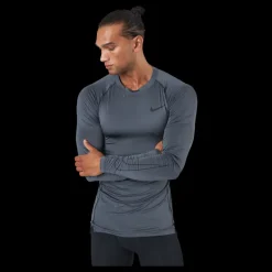Hot Nike Pro Dri-FIT Men's Tight Fit Long-Sleeve Top IRON GREY/BLACK/BLACK Svart och Grå