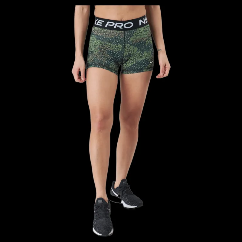 Nike Pro Dri-fit Women's 3" Pr Treeline/black/white Vit och Svart